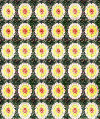 Raster illüstrasyonu. Düz Çiçek Elementleri Tasarımı. Yeşil renkli çiçekler. Asya tekstil tarzında. Renkli Bahar Teması eskiz kalıbı. Çiçek desenini çiz.