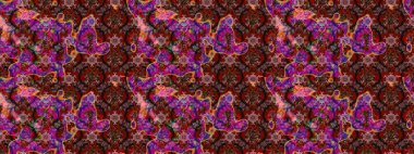 Kahverengi, kırmızı ve pembe renklerde çiçekler. Çiçek süslemeli çizim deseni. Raster illüstrasyonu.