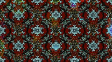 Düz Çiçek Elementleri Tasarımı. Güzel kumaş deseni. Raster illüstrasyonu. Asya tekstil tarzında. Renkli Bahar Teması eskiz kalıbı. Çiçek desenini çiz.