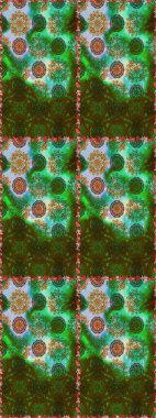 Yeşil ve kahverengi renkli çiçekler. Hediye ambalaj kağıdı, tebrik kartları, posterler ve pankart tasarımı. Raster düz çiçekleri pürüzsüz desen.