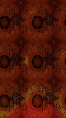 Çizim kalıbı. Çiçek duvar kağıdı. Raster illüstrasyonu. Hint süsü. Kahverengi renklerde. Renkli süs kenarı.