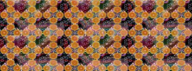 Turuncu renkli çiçekler. Renkli Bahar Teması eskiz kalıbı. Düz Çiçek Elementleri Tasarımı. Raster illüstrasyonunda çiçek deseni çizimi.