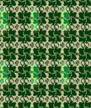 Küçük çiçekteki sevimli çiçek deseni. Yeşil renkte çiçekler.