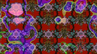 Çiçek kompozisyonu, el boyası, hassas şablon. Üst manzara, yumuşak stil. Kırmızı, kahverengi ve mavi renkte manzaralı çiçek deseni. Sevgililer günü ve tebrik kartı konsepti için şık bir davet.