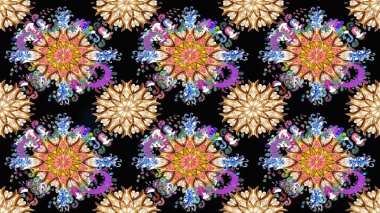 Raster deseni. Çiçekli çiçek deseni, suluboya. Süslü kumaş deseni.