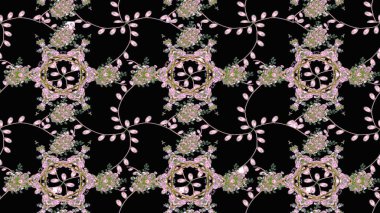 Siyah, nötr ve yeşil el çizimi desen. Karalama çiçekleri çizim kalıbı. Raster deseni. Sanat ilham verici, nötr ve yeşil stil çiçekler ve arka plan bırakır.