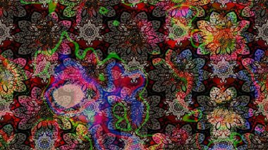 Raster illüstrasyonu. Çiçekli karalama şeklinde Raster çiçek deseni. Nazikçe, bahar çiçekleri siyah renklerde.