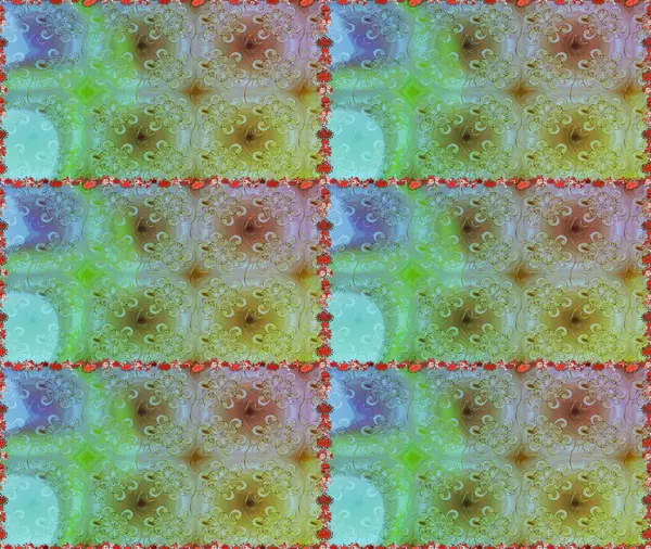 Yeşil ve mavi renkte çiçekler. Sevimli çiçek raster deseni. Düz Çiçek Elementleri Tasarımı. Kusursuz Renksiz Bahar Teması Kusursuz Arkaplan.