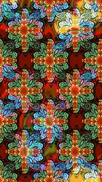 Raster illüstrasyonu. Küçük çiçekli şirin bir desen. Çiçek ve yapraklı çiçek deseni.