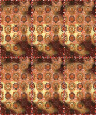 Renkli Yaz Temalı Kusursuz Arkaplan. Kahverengi ve turuncu renkli çiçekler. Düz Çiçek Elementleri Tasarımı. Raster illüstrasyonunda trendsiz çiçek deseni.