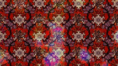 Moda baskıları için zarif bir şablon. Küçük renkli çiçekler. Kahverengi, kırmızı ve siyah çiçekli bahar çiçekleri. Motley illüstrasyonu. Küçük çiçekte şirin desenler.