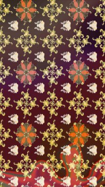 Çiçekli çizim şekli. Düz Çiçek Elementleri Tasarımı. Renkli Bahar Teması eskiz kalıbı. Kahverengi renkte çiçekler.