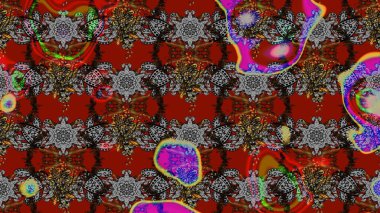 Raster çiçek desenli çiçek deseni, yapraklar, dekoratif elementler, sıçrama, lekeler, el çizimi kontur çizgileri ve Doodle çizim stili, grafik raster çizim çizimi.