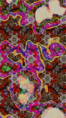 Çiçekli çiçek deseni, suluboya. Düz Çiçek Elementleri Tasarım Raster illüstrasyonu. Kahverengi, bej ve kırmızı renkte çiçekler. Renkli Bahar Teması çizim kalıbı.