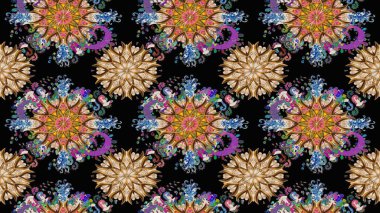 Nazik, yaz çiçekleri siyah renklerde. Küçük çiçekteki sevimli çiçek deseni. Raster deseni. Raster illüstrasyonu.