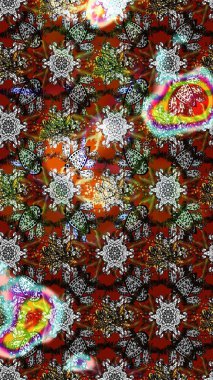 Düz Çiçek Elementleri Tasarım Raster illüstrasyonu. Çiçekli çiçek deseni, suluboya. Gri, kahverengi ve kırmızı renkte çiçekler. Renkli Bahar Teması çizim kalıbı..