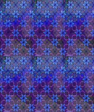 Raster illüstrasyonundaki çiçek desenli çizim. Mor renkte çiçekler.