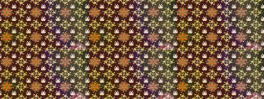 Çiçekli çiçek deseni, suluboya. Süslü kumaş deseni. Raster deseni.