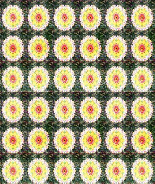 Raster illüstrasyonu. Düz Çiçek Elementleri Tasarımı. Yeşil renkli çiçekler. Asya tekstil tarzında. Renkli Bahar Teması eskiz kalıbı. Çiçek desenini çiz.