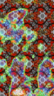 Süslü kumaş deseni. Renkli Bahar Teması eskiz kalıbı. Raster illüstrasyonundaki çiçek desenli çizim. Düz Çiçek Elementleri Tasarımı.