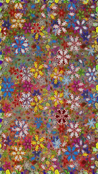 Çiçeklerle suluboya desenli çiçek deseni. Raster illüstrasyonu. Kahverengi ve kırmızı renkli güzel tekstil.