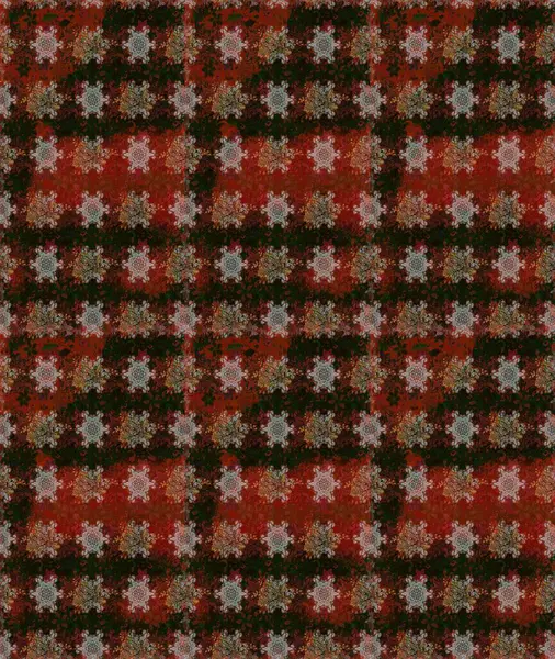 Çiçek süsü ile kusursuz desen. Raster illüstrasyonu. Kahverengi ve gri renkte çiçekler.