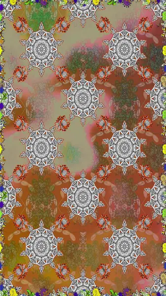 Parlak çiçekli kolaj çiçekleri kahverengi ve gri. Çiçek tasarımı için inanılmaz bir kolaj cenneti tarzı. Çiçekli zambaklar dikişsiz arkaplan.