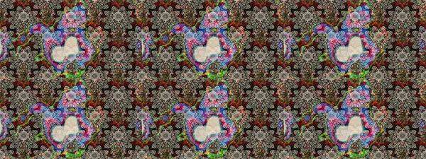 Tekstil, kumaş, ambalaj, hatıra defteri için hoş bir çiçek arkaplanı. Çocuksu tasarım. Gri arka planda. Elle çizilmiş karalama çiçekleri ile Raster çizim deseni.