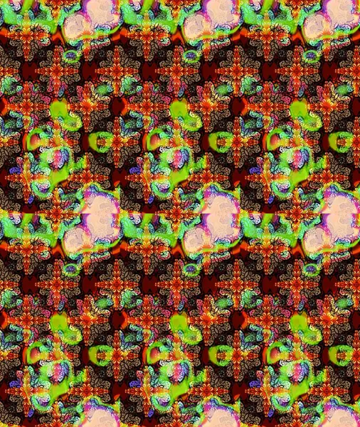 Raster illüstrasyonu. Tropik çiçek desenleri. Kahverengi renkte çiçekler.