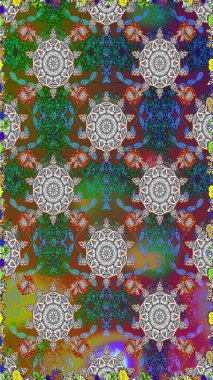 Suluboya etkisi. Organik elementler. Botanik kusursuz desen. Raster deseni.