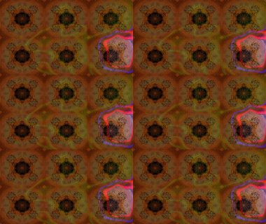 Kahverengi renklere karalama yapan çiçek desenli çizim. Raster illüstrasyonu.