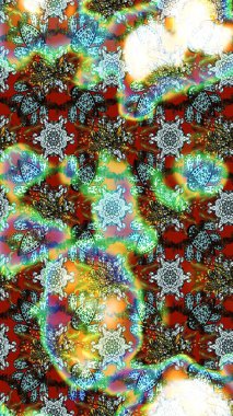 Güzel kumaş deseni. Renkli Yaz Temalı eskiz kalıbı. Raster Illustrasyon 'daki Çiçek Deseni' nin son moda çizimi. Düz Çiçek Elementleri Tasarımı.