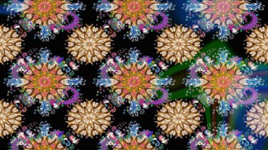 Raster güzel kumaş deseni çiziyor. Renkli Bahar Teması eskiz kalıbı. Çiçek deseni. Düz Çiçek Elementleri Tasarımı.