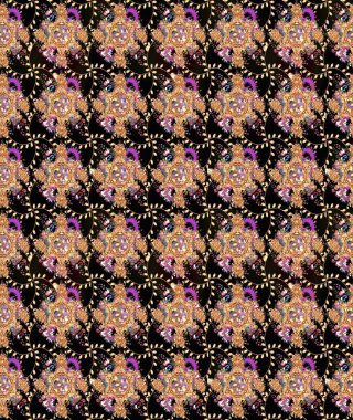 Taslak desenli, modaya uygun kumaş deseni. Renkli Bahar Teması eskiz kalıbı. Düz Çiçek Elementleri Tasarımı. Raster illüstrasyonu. Şirin çiçek elementleri..