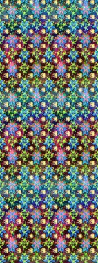 Raster illüstrasyonundaki çiçek desenli çizim. Mavi ve kahverengi renkte çiçekler.