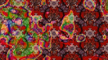 Çiçek kompozisyonu, el boyası, hassas şablon. Manzaralı çiçek deseni. Sevgililer günü ve tebrik kartı konsepti için şık bir davetiye. Üst görünüm, yumuşak kahverengi, kırmızı ve yeşil renk.