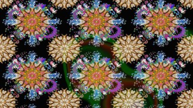 Varicoloblack ve kahverengi raster pürüzsüz illüstrasyon. Birçok siyah ve kahverengi soyut çiçekli tropik, pürüzsüz bir desen. Küçük çiçekte sevimli çiçek deseni var..