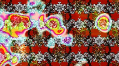 Küçük renkli çiçekler. Motley illüstrasyonu. Küçük çiçekte güzel bir desen. Moda baskıları için zarif bir şablon. Robot resim. Çiçekli bahar çiçekleri.