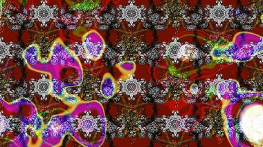 Gri, kırmızı ve kahverengi renklere karalamalar çizilmiş çiçek deseni. Raster illüstrasyonu.