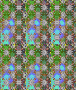 El çizimi. Yeşil ve gri renkli çiçekler. Suluboya çizimi. Çiçeklerle kusursuz desen.