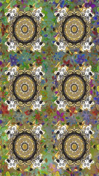 Paisleys zarif çiçek desenli dikdörtgen arka plan duvar kâğıdı illüstrasyonlu klasik stil, modern 3D çizgili sanat altın ve gri desenli çiçek yaprakları ve süslemeleri..