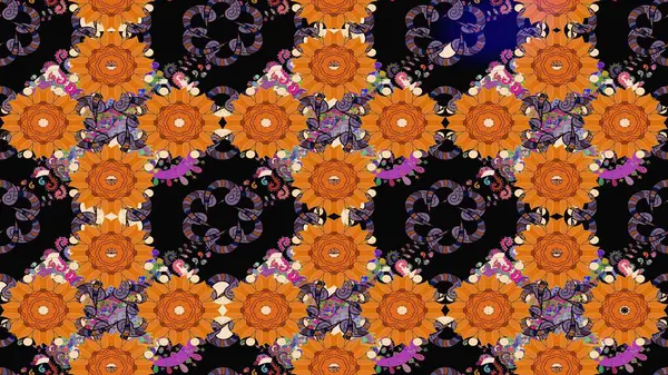 Renkli Bahar Teması eskiz kalıbı. Raster. Düz Çiçek Elementleri Tasarımı.