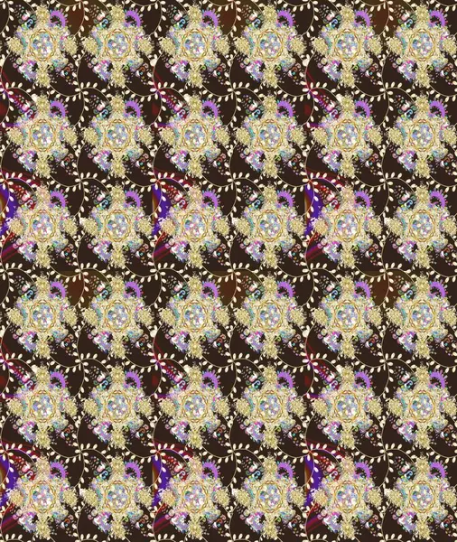 Çiçekli, yapraklı, çiçek desenli eskiz. El çizimi. Raster illüstrasyonu.