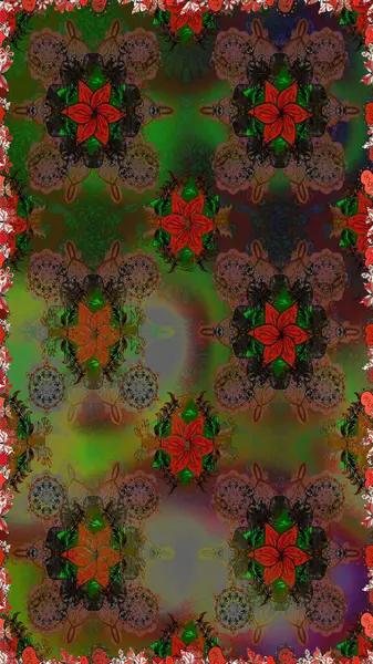 Raster düz çiçekleri pürüzsüz desen. Kahverengi ve yeşil renkli çiçekler. Tasarım hediye paketi, tebrik kartları, posterler ve afiş tasarımı.