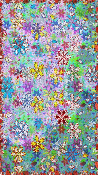 Robot resim tarzı mavi ve nötr renklerde. Raster illüstrasyonu. El yapımı çiçek ve bitki koleksiyonu. Şirin karalama çiçekleri olan kusursuz çiçek desenleri. Raster illüstrasyonu.