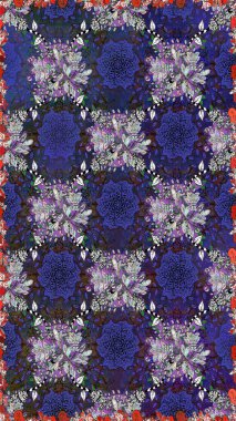 Mor ve gri renkte çiçekler. Çiçekli karalama şeklinde Raster çiçek deseni. Nazik, sevimli çiçek arkaplanı..