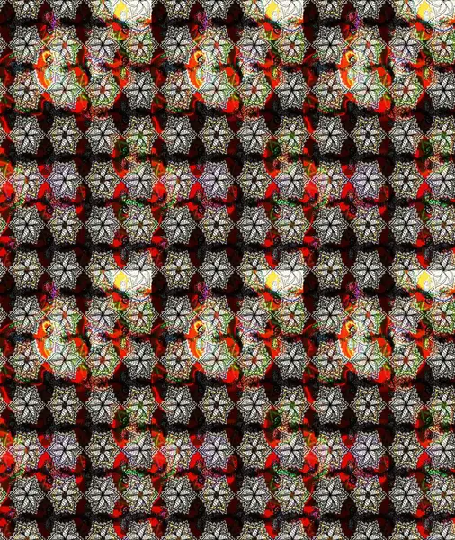 Raster Çiçek İllüstrasyonu güzel tekstil. Siyah renkli etnik çiçeklerle zarif eskiz deseni.