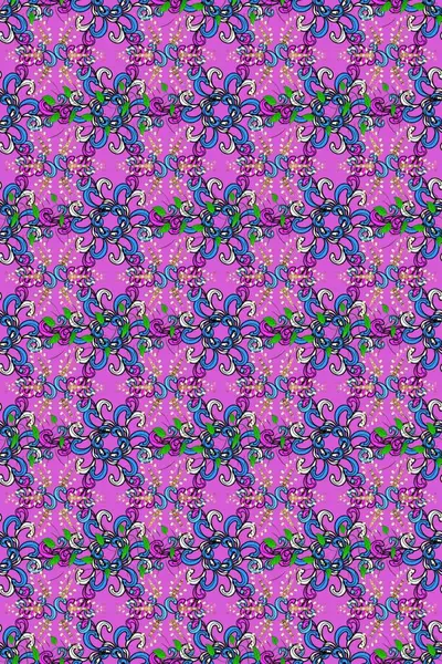 Yumuşak, bahar çiçekli arka plan. Mor, mor ve mavi renkte çiçekler. Raster çiçek desenli ve çiçekli..