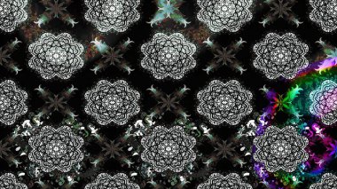 Siyah renklerde. Çiçekli güzel suluboya desen. Raster illüstrasyonu.