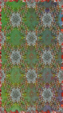 Raster Henna tarzı. Etnik Mandala havlusu. Sınır Kızılderili çiçekli paisley patten. Tebrik kartı geçmişi, boyama kitabı, arkaplan ve tekstil için kullanılabilir. Kusursuz süs izi..